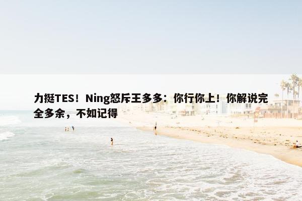 力挺TES！Ning怒斥王多多：你行你上！你解说完全多余，不如记得