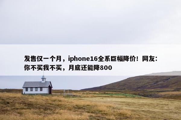 发售仅一个月，iphone16全系巨幅降价！网友：你不买我不买，月底还能降800