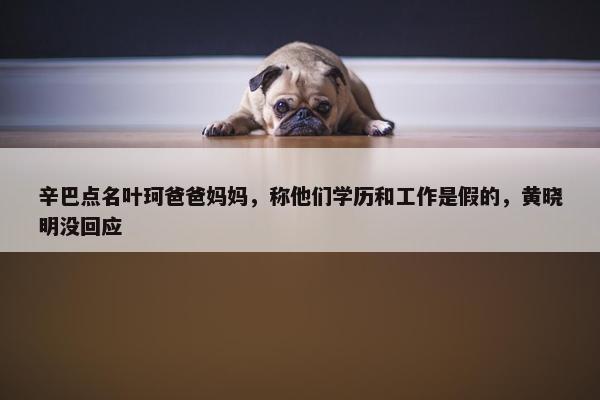 辛巴点名叶珂爸爸妈妈，称他们学历和工作是假的，黄晓明没回应