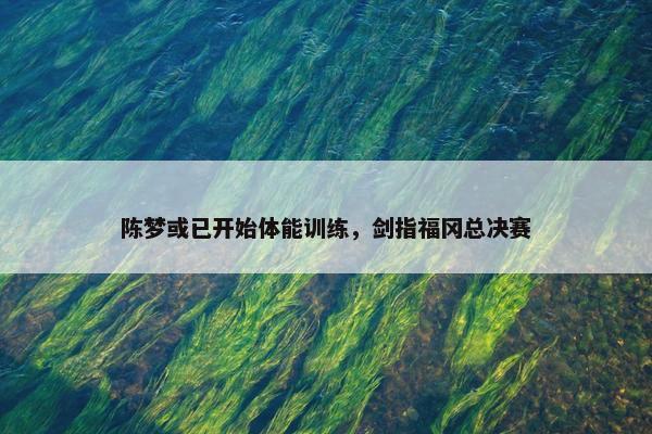 陈梦或已开始体能训练，剑指福冈总决赛