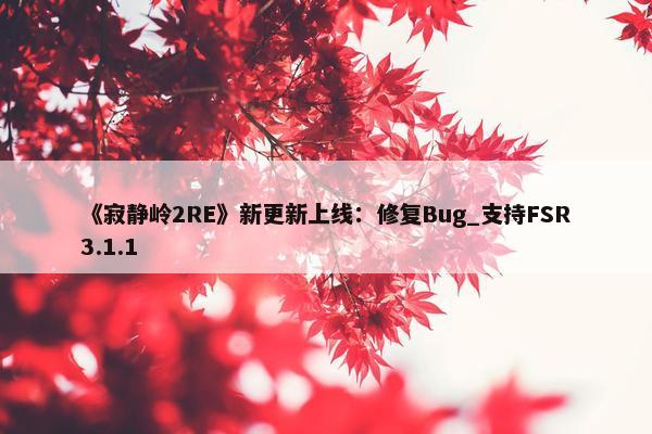 《寂静岭2RE》新更新上线：修复Bug_支持FSR3.1.1