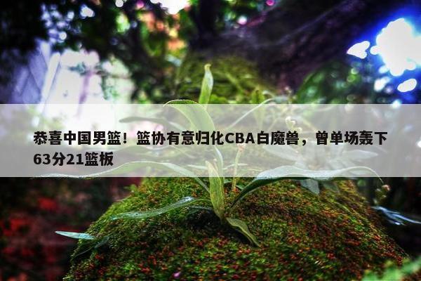 恭喜中国男篮！篮协有意归化CBA白魔兽，曾单场轰下63分21篮板