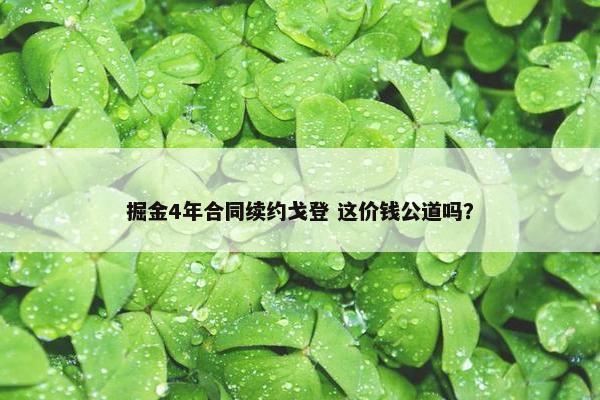 掘金4年合同续约戈登 这价钱公道吗？