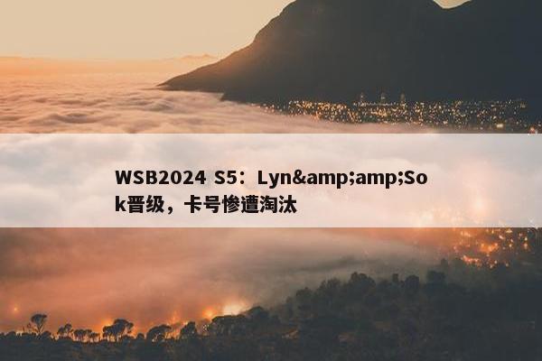 WSB2024 S5：Lyn&amp;Sok晋级，卡号惨遭淘汰