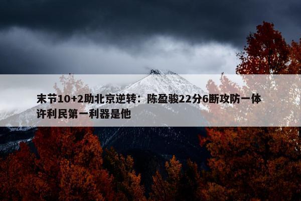 末节10+2助北京逆转：陈盈骏22分6断攻防一体 许利民第一利器是他