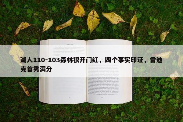 湖人110-103森林狼开门红，四个事实印证，雷迪克首秀满分