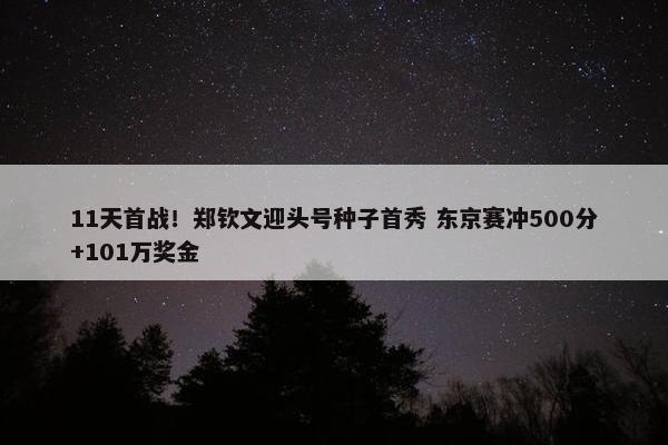 11天首战！郑钦文迎头号种子首秀 东京赛冲500分+101万奖金