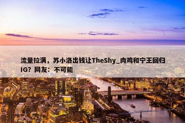 流量拉满，苏小洛出钱让TheShy_肉鸡和宁王回归IG？网友：不可能