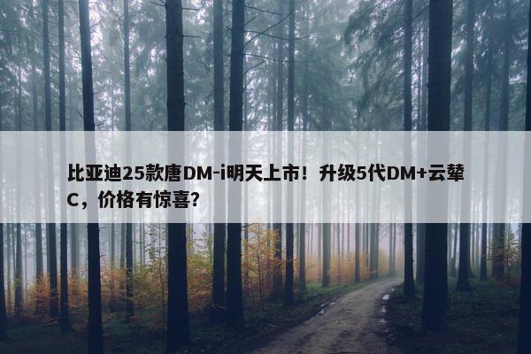 比亚迪25款唐DM-i明天上市！升级5代DM+云辇C，价格有惊喜？