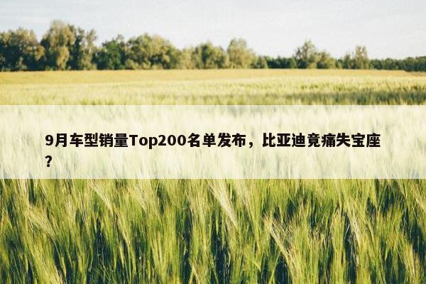 9月车型销量Top200名单发布，比亚迪竟痛失宝座？