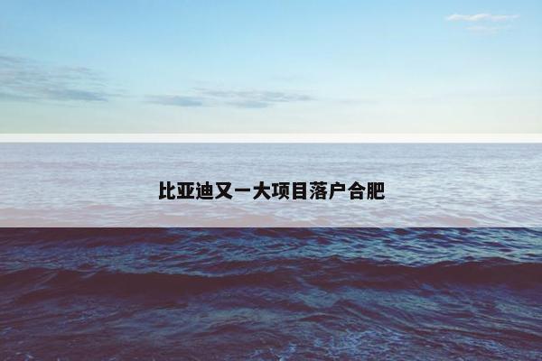 比亚迪又一大项目落户合肥