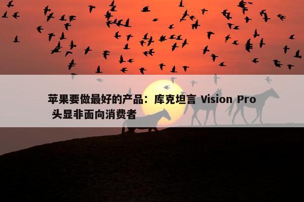 苹果要做最好的产品：库克坦言 Vision Pro 头显非面向消费者