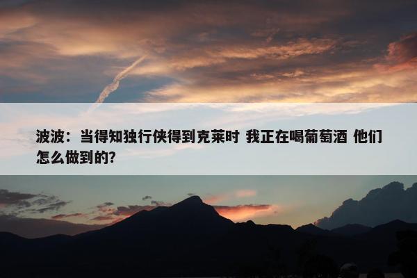 波波：当得知独行侠得到克莱时 我正在喝葡萄酒 他们怎么做到的？