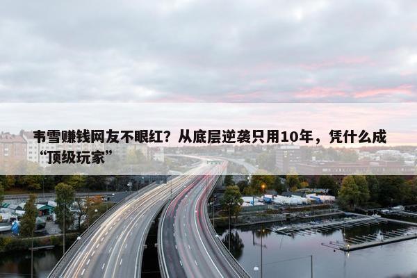 韦雪赚钱网友不眼红？从底层逆袭只用10年，凭什么成“顶级玩家”