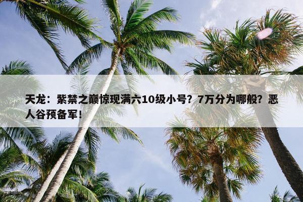 天龙：紫禁之巅惊现满六10级小号？7万分为哪般？恶人谷预备军！