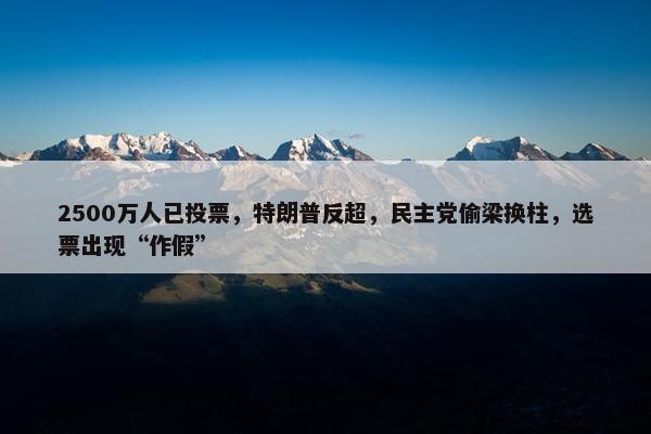 2500万人已投票，特朗普反超，民主党偷梁换柱，选票出现“作假”