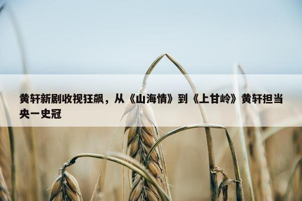 黄轩新剧收视狂飙，从《山海情》到《上甘岭》黄轩担当央一史冠