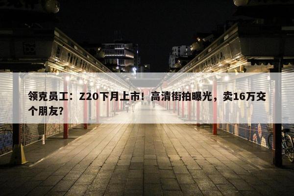 领克员工：Z20下月上市！高清街拍曝光，卖16万交个朋友？