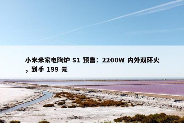 小米米家电陶炉 S1 预售：2200W 内外双环火，到手 199 元