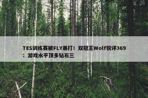 TES训练赛被FLY暴打！双冠王Wolf锐评369：游戏水平顶多钻石三