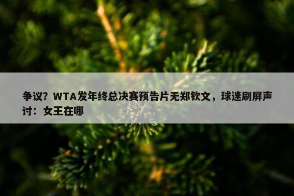 争议？WTA发年终总决赛预告片无郑钦文，球迷刷屏声讨：女王在哪