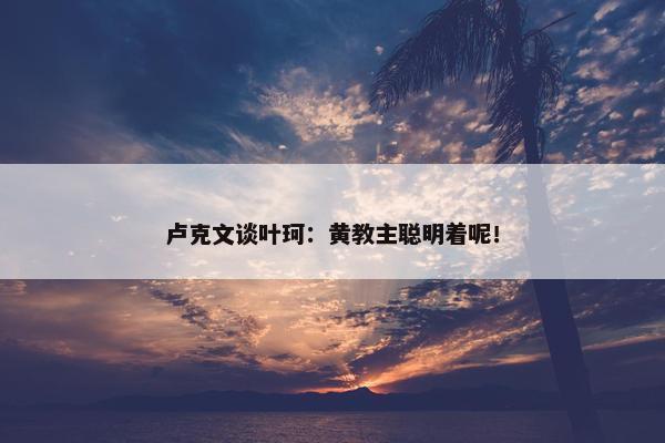 卢克文谈叶珂：黄教主聪明着呢！