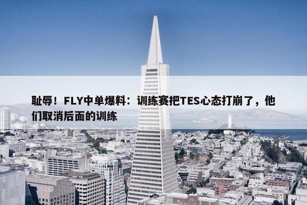 耻辱！FLY中单爆料：训练赛把TES心态打崩了，他们取消后面的训练