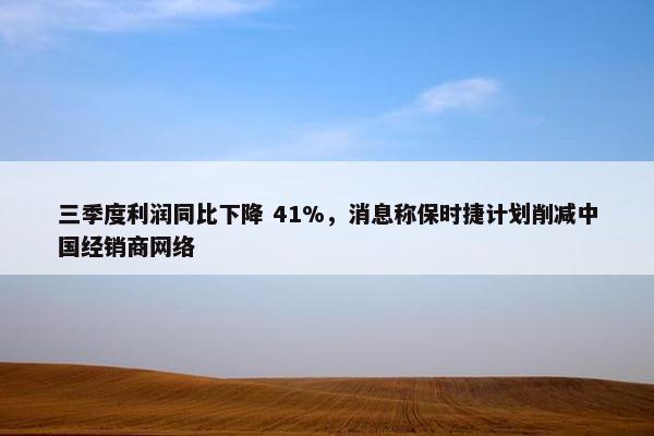 三季度利润同比下降 41%，消息称保时捷计划削减中国经销商网络