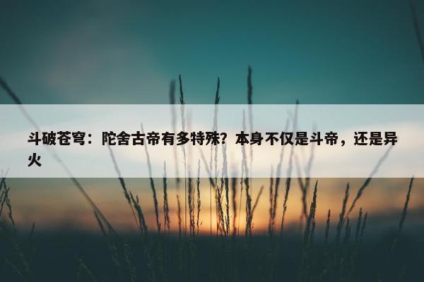 斗破苍穹：陀舍古帝有多特殊？本身不仅是斗帝，还是异火