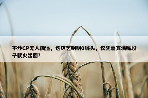 不炒CP无人撕逼，这综艺明明0噱头，仅凭嘉宾满嘴段子就火出圈？