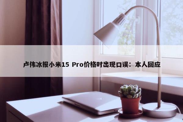 卢伟冰报小米15 Pro价格时出现口误：本人回应