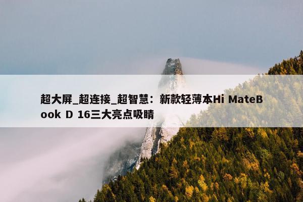 超大屏_超连接_超智慧：新款轻薄本Hi MateBook D 16三大亮点吸睛