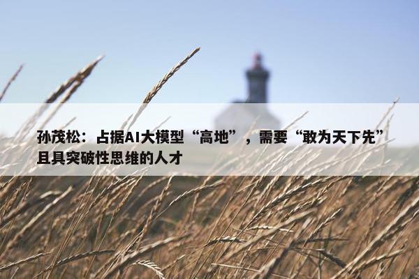 孙茂松：占据AI大模型“高地”，需要“敢为天下先”且具突破性思维的人才