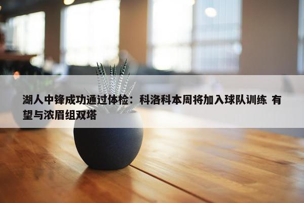 湖人中锋成功通过体检：科洛科本周将加入球队训练 有望与浓眉组双塔