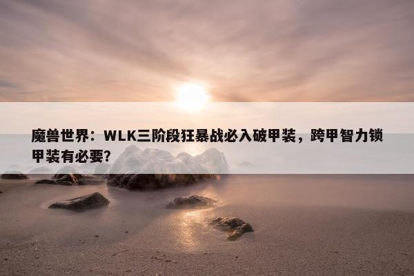 魔兽世界：WLK三阶段狂暴战必入破甲装，跨甲智力锁甲装有必要？