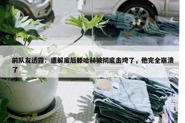 前队友透露：遭解雇后滕哈赫被彻底击垮了，他完全崩溃了