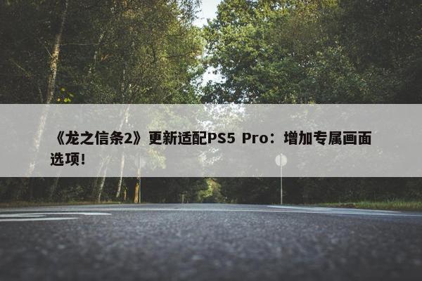 《龙之信条2》更新适配PS5 Pro：增加专属画面选项！