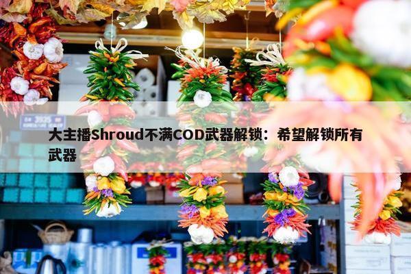 大主播Shroud不满COD武器解锁：希望解锁所有武器