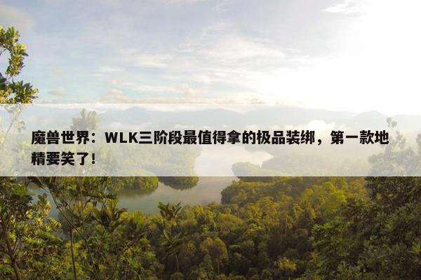 魔兽世界：WLK三阶段最值得拿的极品装绑，第一款地精要笑了！