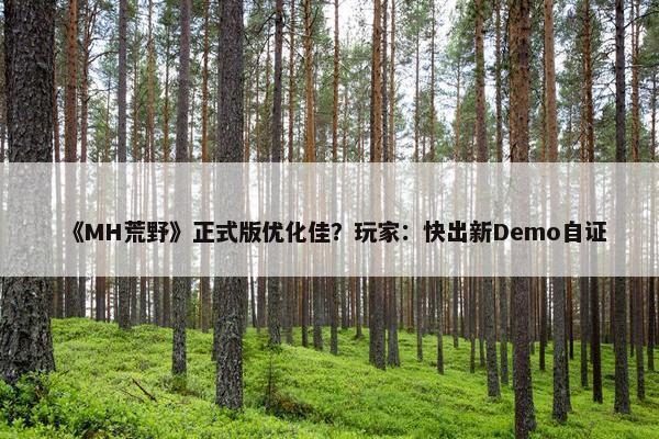 《MH荒野》正式版优化佳？玩家：快出新Demo自证