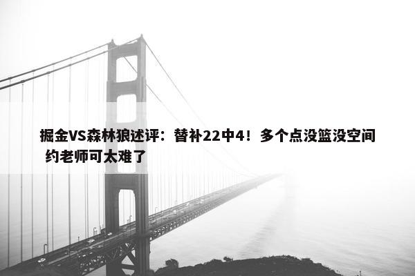 掘金VS森林狼述评：替补22中4！多个点没篮没空间 约老师可太难了