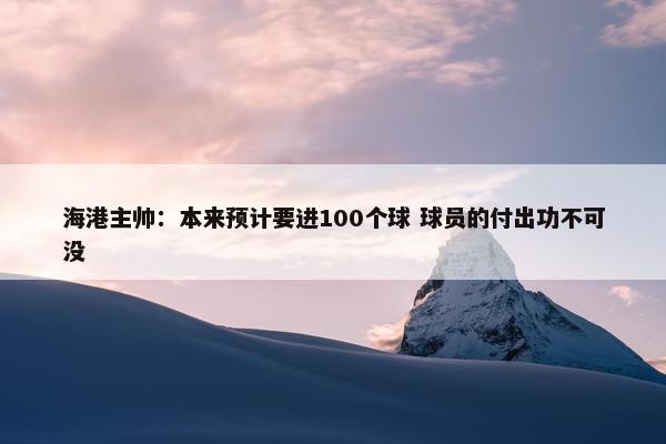 海港主帅：本来预计要进100个球 球员的付出功不可没