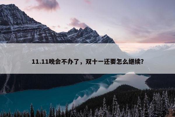 11.11晚会不办了，双十一还要怎么继续？