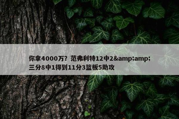 你拿4000万？范弗利特12中2&三分8中1得到11分3篮板5助攻