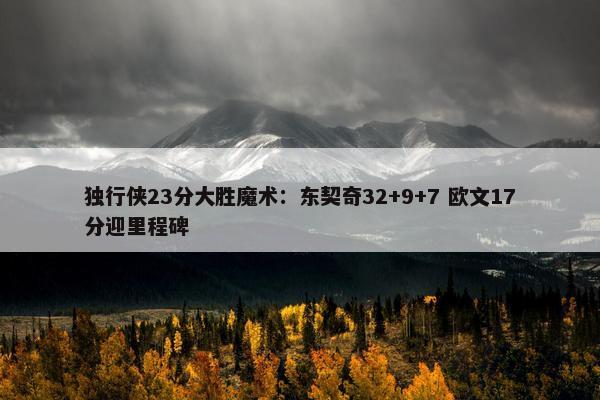 独行侠23分大胜魔术：东契奇32+9+7 欧文17分迎里程碑