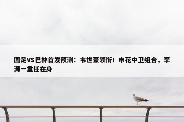 国足VS巴林首发预测：韦世豪领衔！申花中卫组合，李源一重任在身