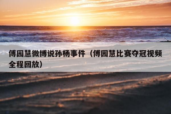 傅园慧微博说孙杨事件（傅园慧比赛夺冠视频全程回放）