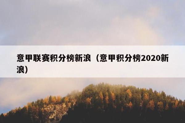 意甲联赛积分榜新浪（意甲积分榜2020新浪）