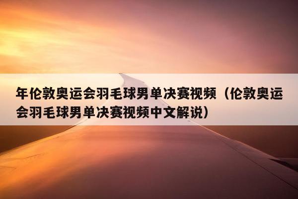 年伦敦奥运会羽毛球男单决赛视频（伦敦奥运会羽毛球男单决赛视频中文解说）