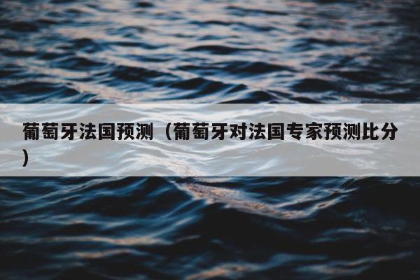 葡萄牙法国预测（葡萄牙对法国专家预测比分）